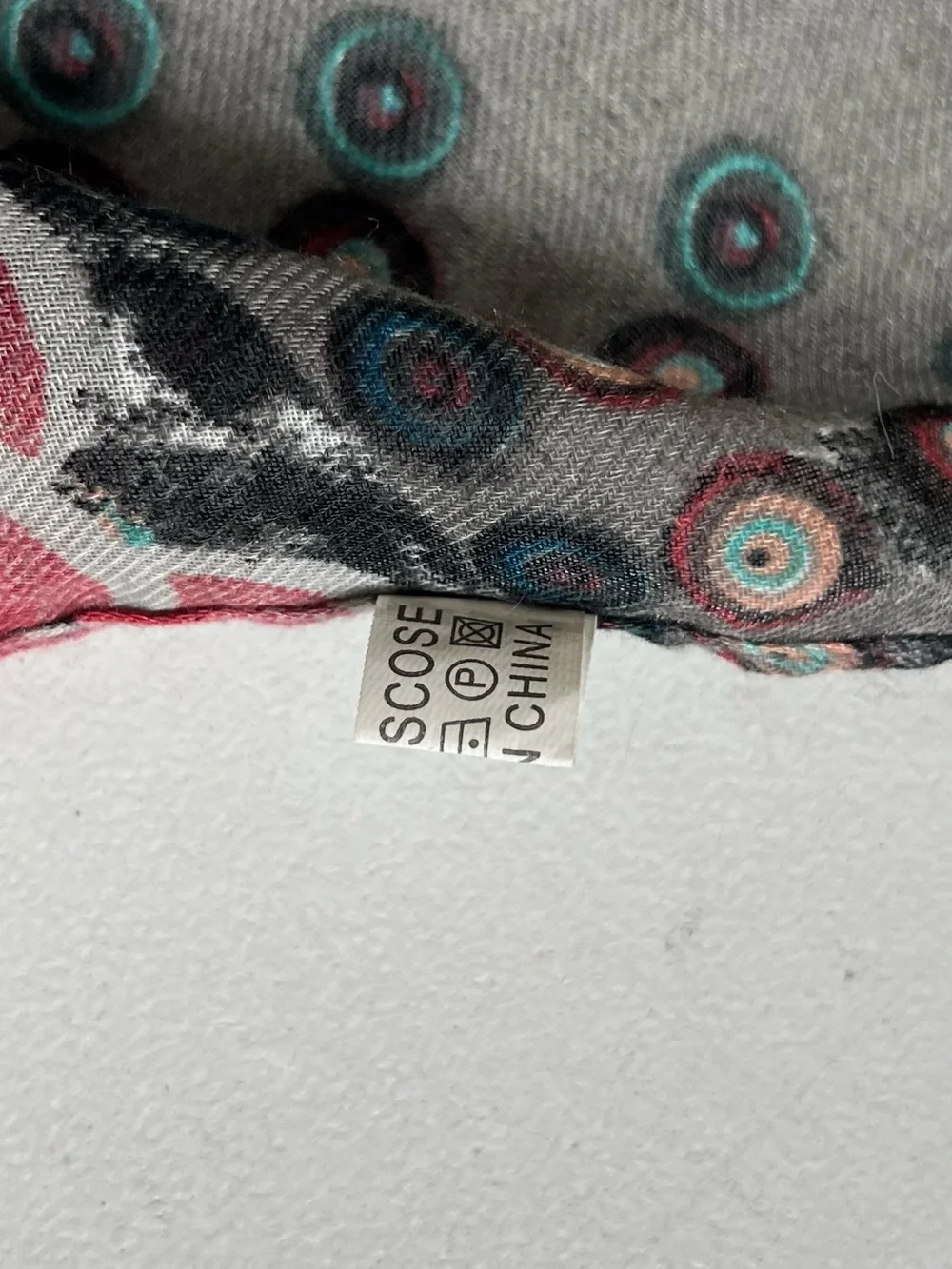 Long Large Scarf Geometric Colorful Boho Floral Print Soft Grey 32”x70”